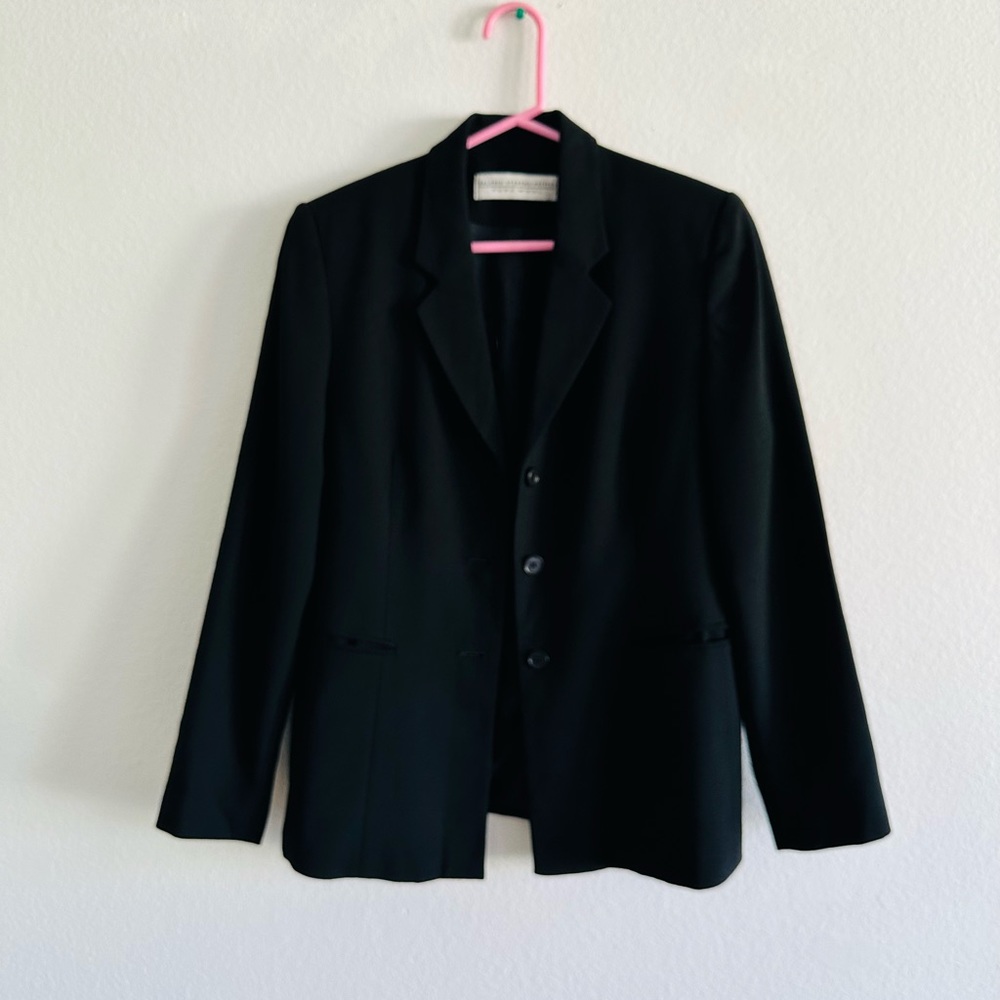 Valerie Stevens Petites Pure Wool Suit Jacket Blazer Black Buttons down Size 8P